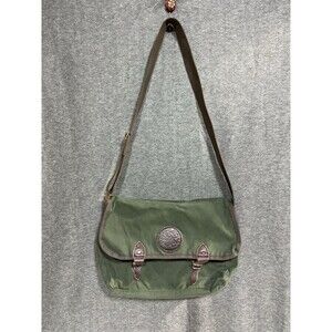 Vintage Duluth Brown Leather Green Olive Canvas Crossbody Field Bag Made in USA
